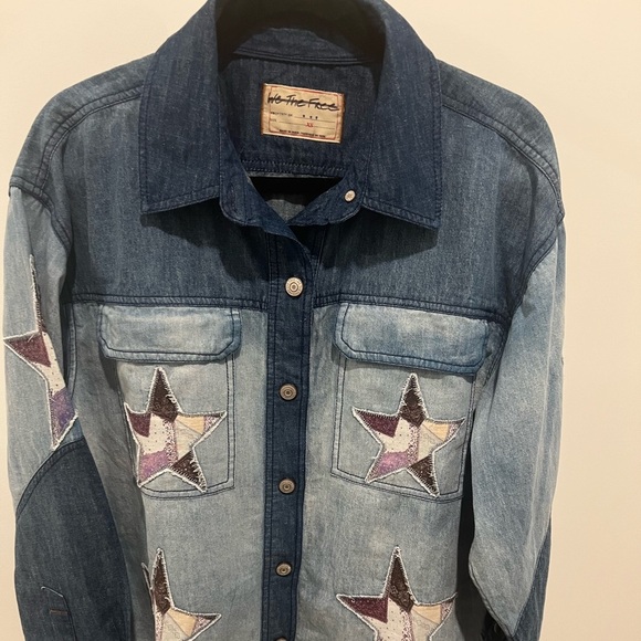 NWOT / We The Free / To The Stars Denim Top /XS - Picture 1 of 3